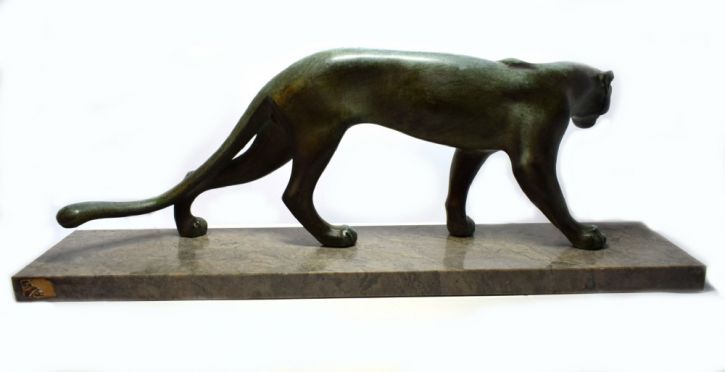 Französische Antike Art deco Figur Panther von M. Font ca. 1930