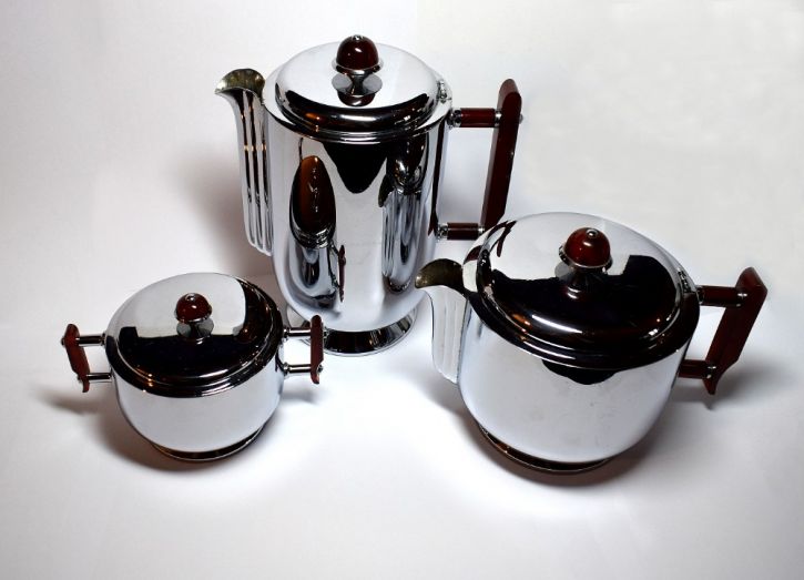 Art deco Antikes Deutsches Chrome WMF Tee Kaffe Set ca. 1930