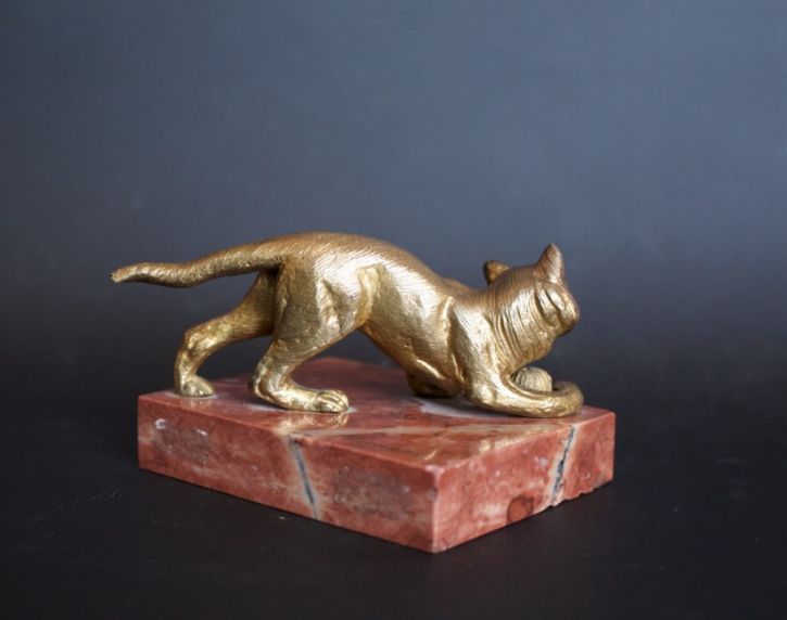Französische Antike Art Deco Bronze Katze ca. 1925