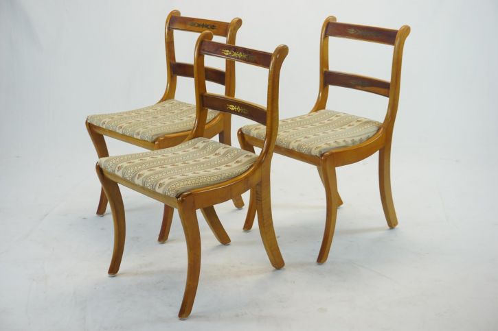 3er Set Esszimmerstühle, Regency Stil