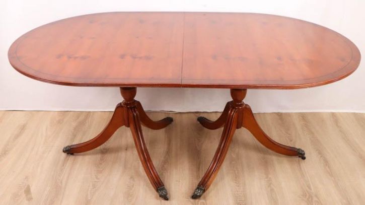 Landhaus Kaffeehaus Tisch aus Eiche, ausziehbar