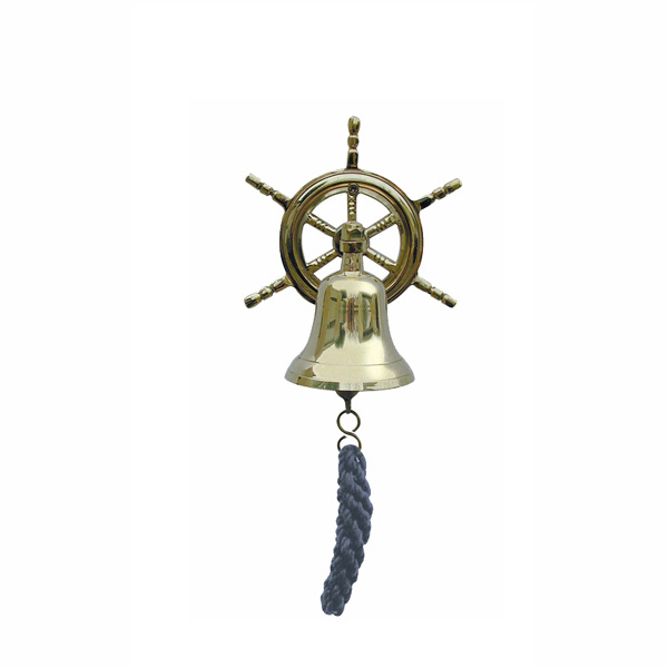 Glocke mit Steuerrad-Wandhalterung mit blauem Bändsel, Ø: 7,5cm