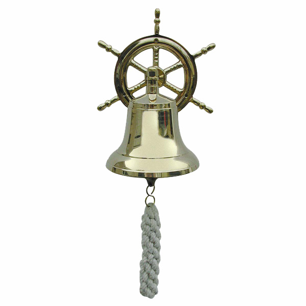 Glocke mit Steuerradwandhalterung, Messing, Ø: 12cm