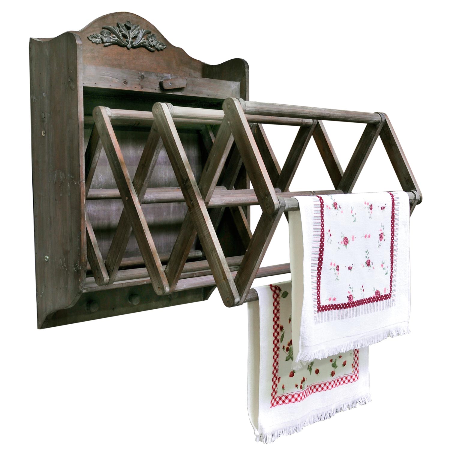 Luxus Handtuchhalter Holz Dunkel Clayre & Eef 4H0193 Verstellbarer Handtuchhalter aus Holz
