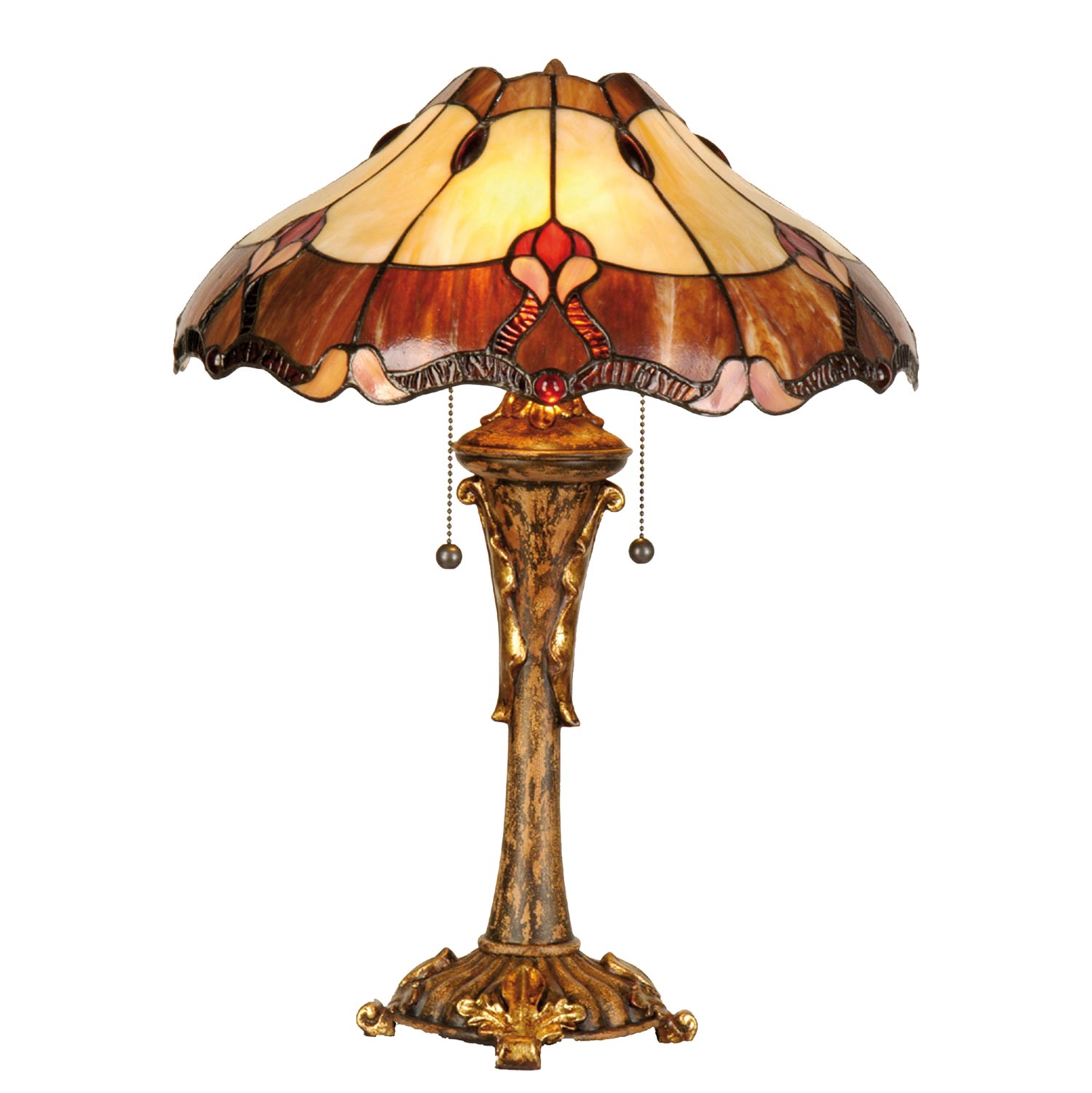Tischlampe im Tiffany Stil "Wooden Pomp"