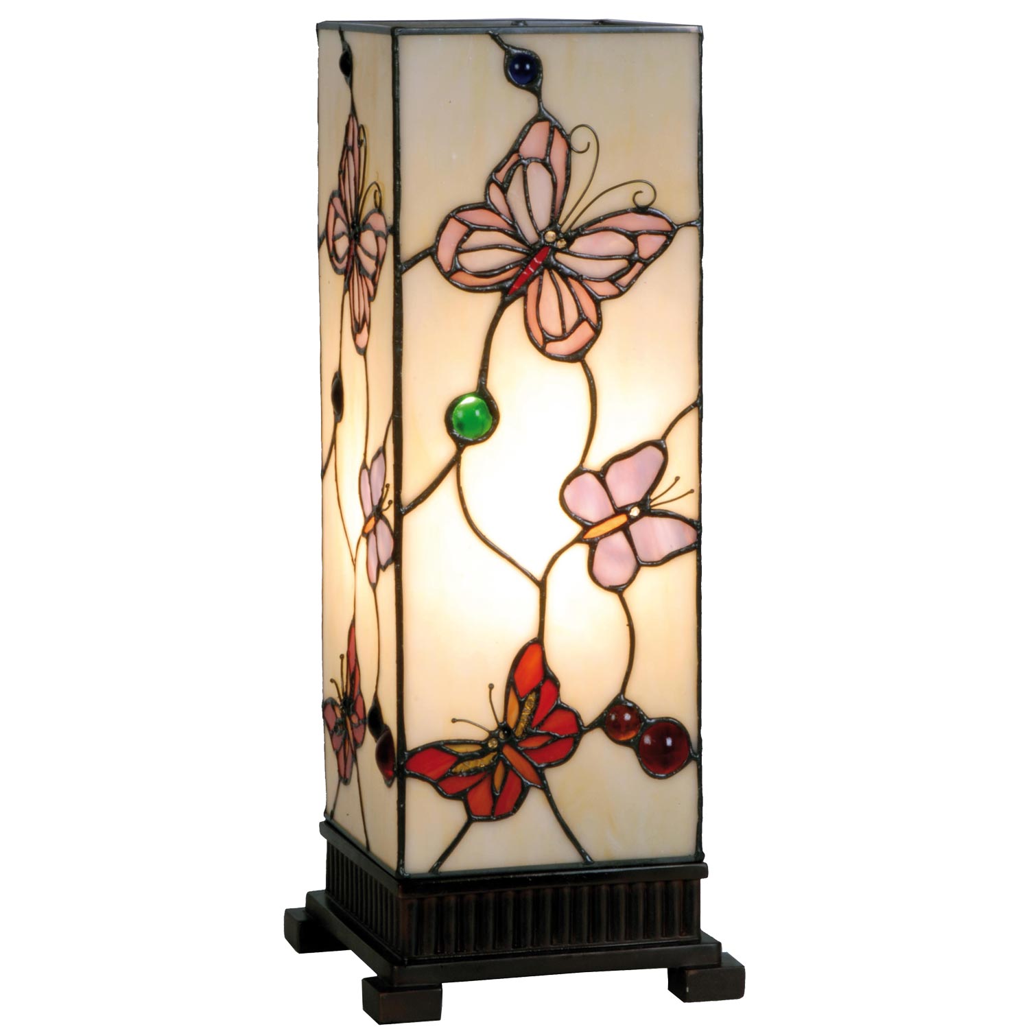 Tiffany Säulenlampe Schmetterlinge hell 45x18cm