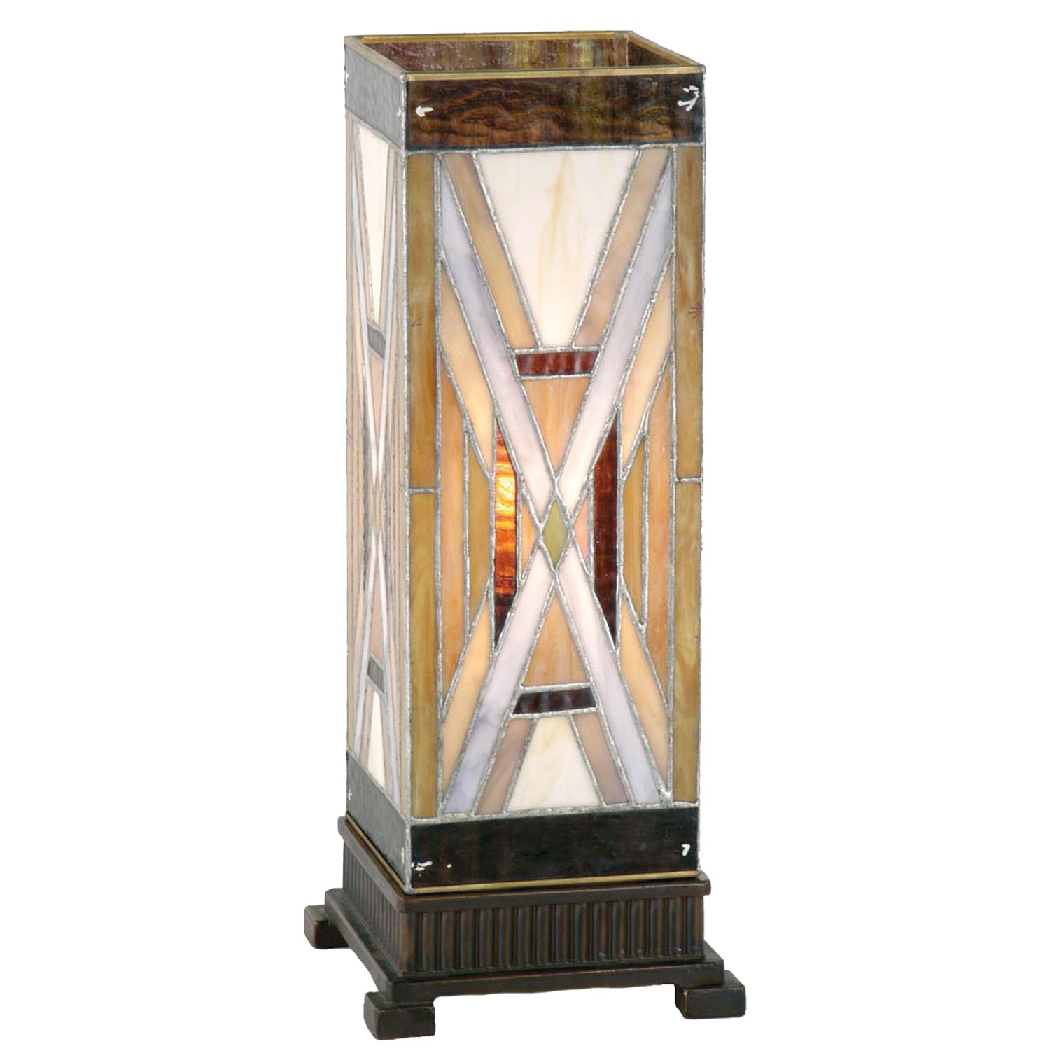 Tiffany Säulenlampe mit X-Muster 45x18cm