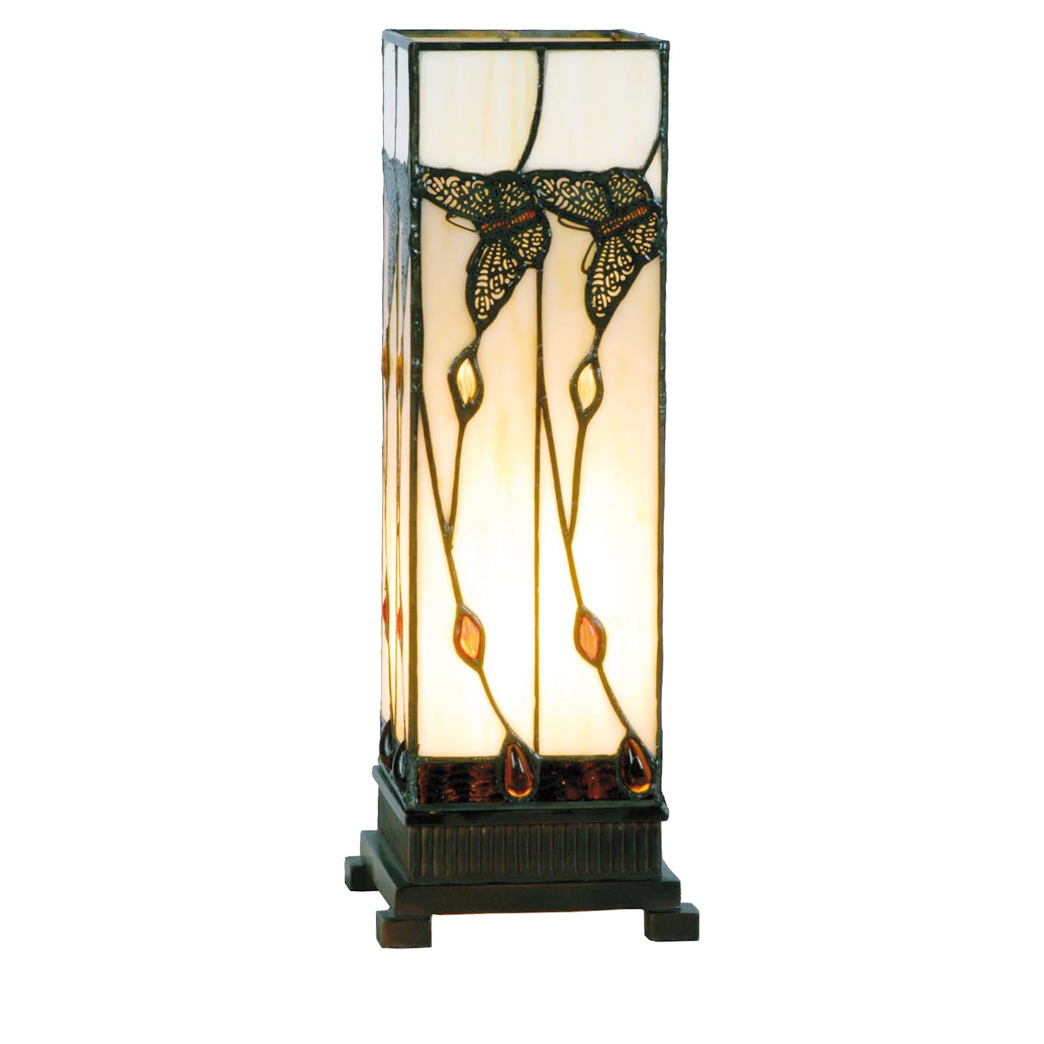 Säulenlampe im Tiffany-Stil 35x12.5cm Schmetterling