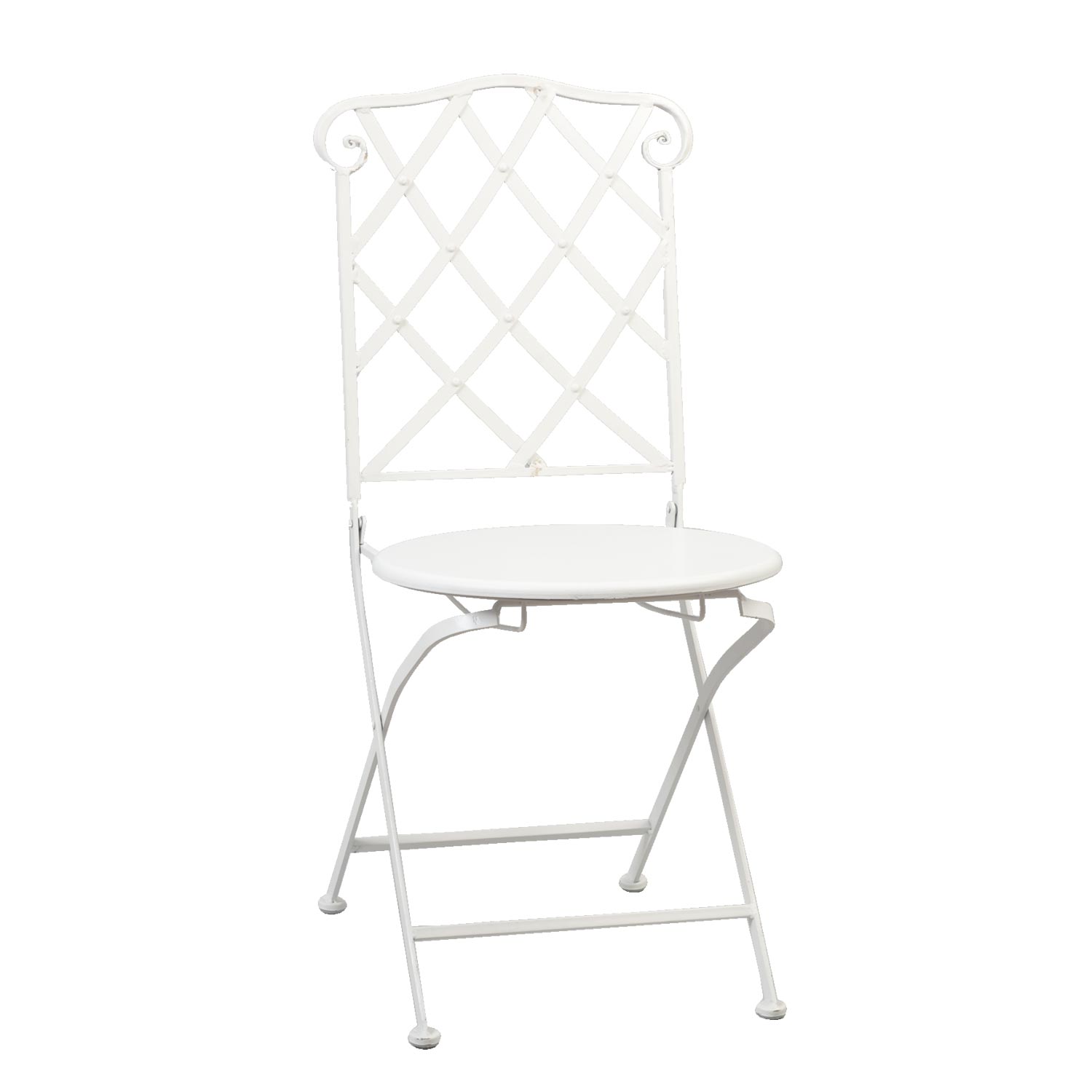 Metall-Stuhl mit runder Sitzfläche, in weiß