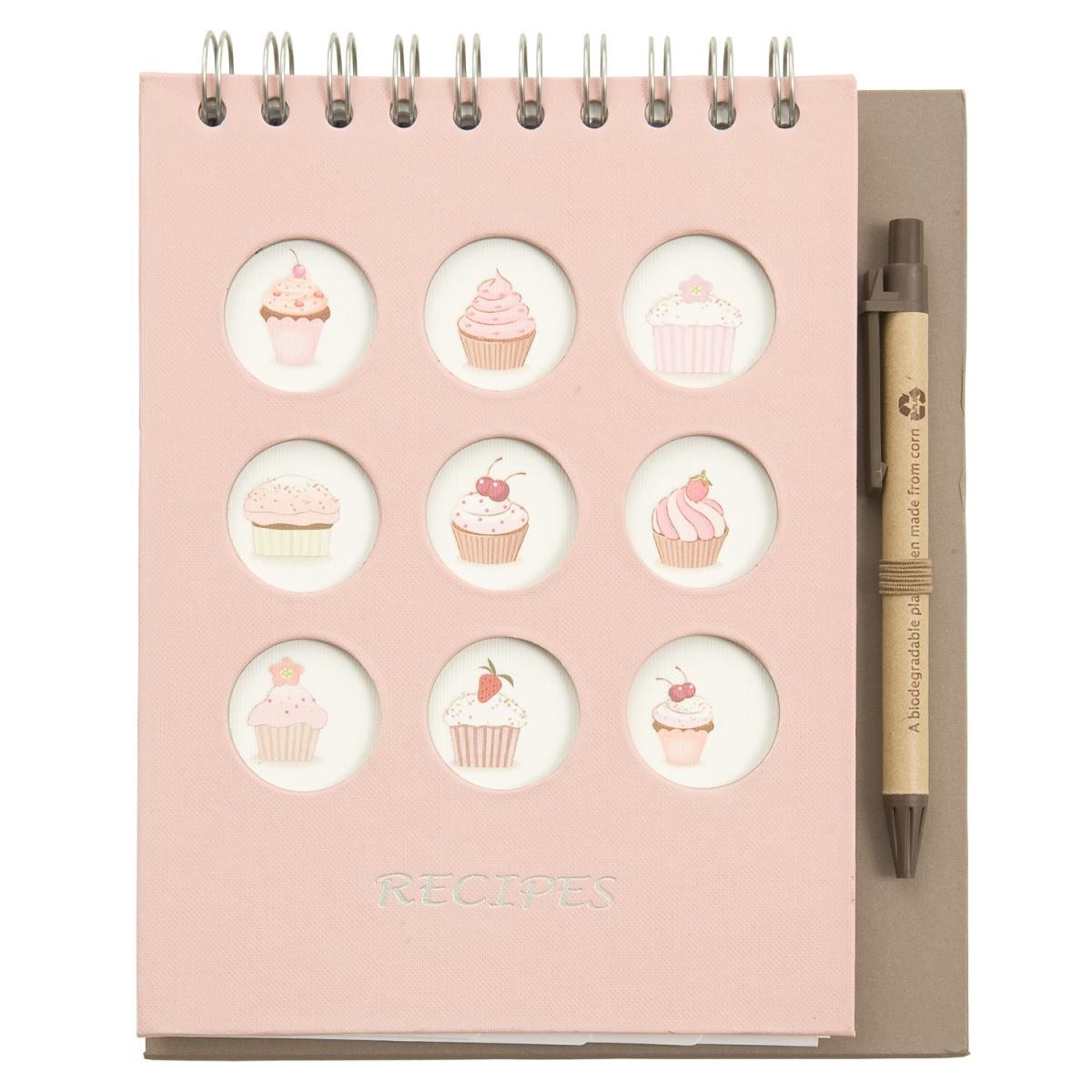 Rezeptebuch für Gebäck und Kuchen mit Stift, rosa 