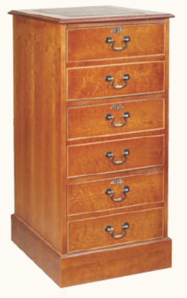 Kleiner Aktenschrank mit 3 Schubladen in Eibe - ebenfalls in Mahagoni