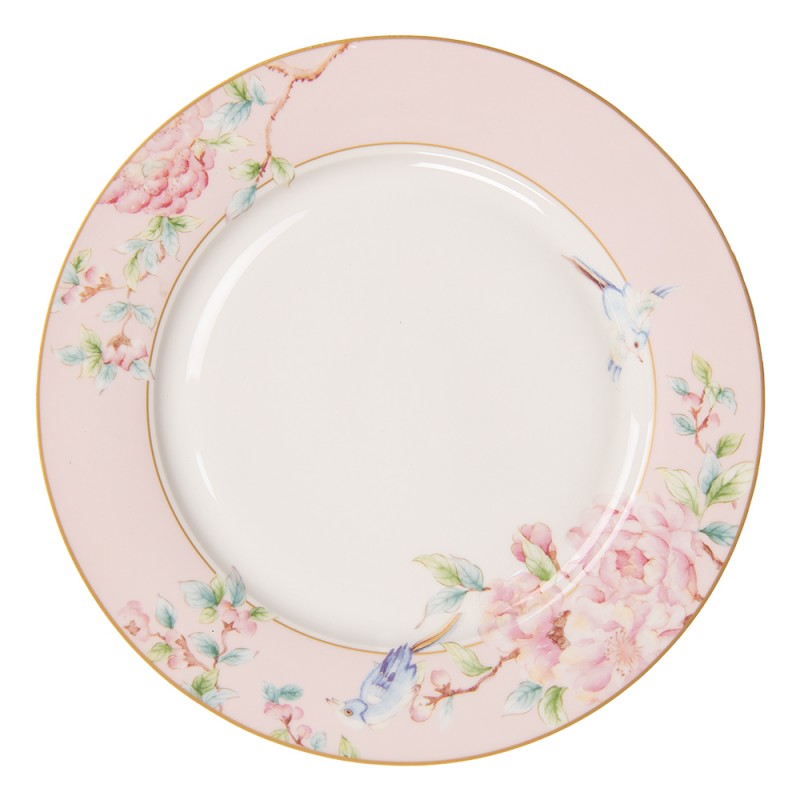 Geschirr Essteller Ø 27 cm Rosa Porzellan Blumen-6CEFP0126
