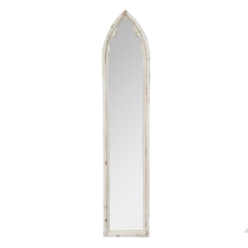 Wandspiegel 30x154 cm Weiß Braun Holz Spiegel Groß Schminkspiegel-52S282