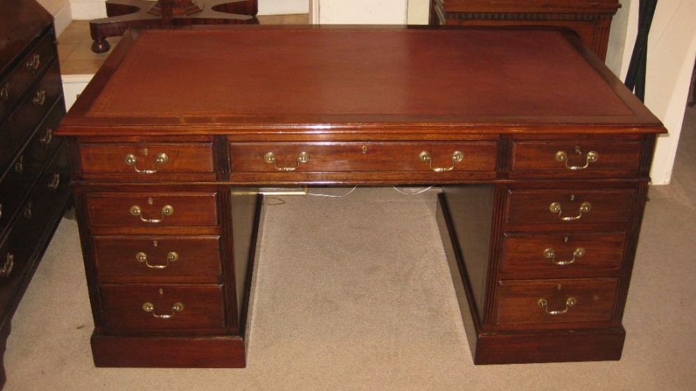 Viktorianischer antiker Mahagoni Schreibtisch Pedestal desk englisch