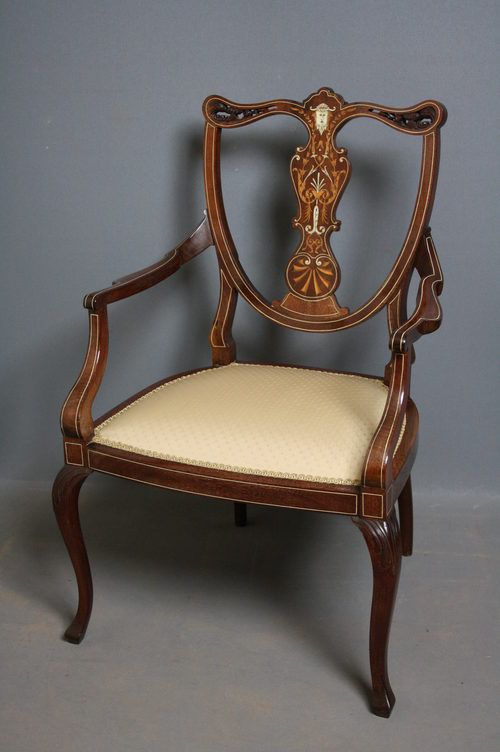 Edwardianischer Mahagoni Esszimmer Stuhl antik ca 1890