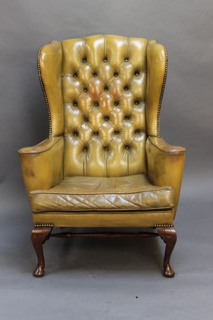 Edwardianischer antiker Mahagoni Echtleder Sessel englisch ca 1890
