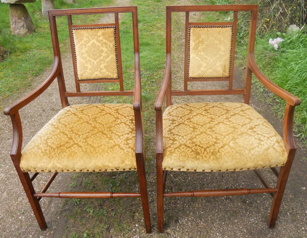 Antikes Englisches Edwardianisches Paar Mahagoni Stühle ca. 1900