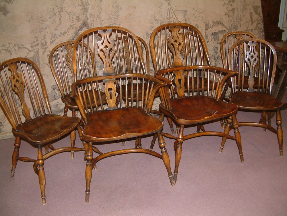 Antike viktorianische Ulmen Windsor Stühle ca 1850