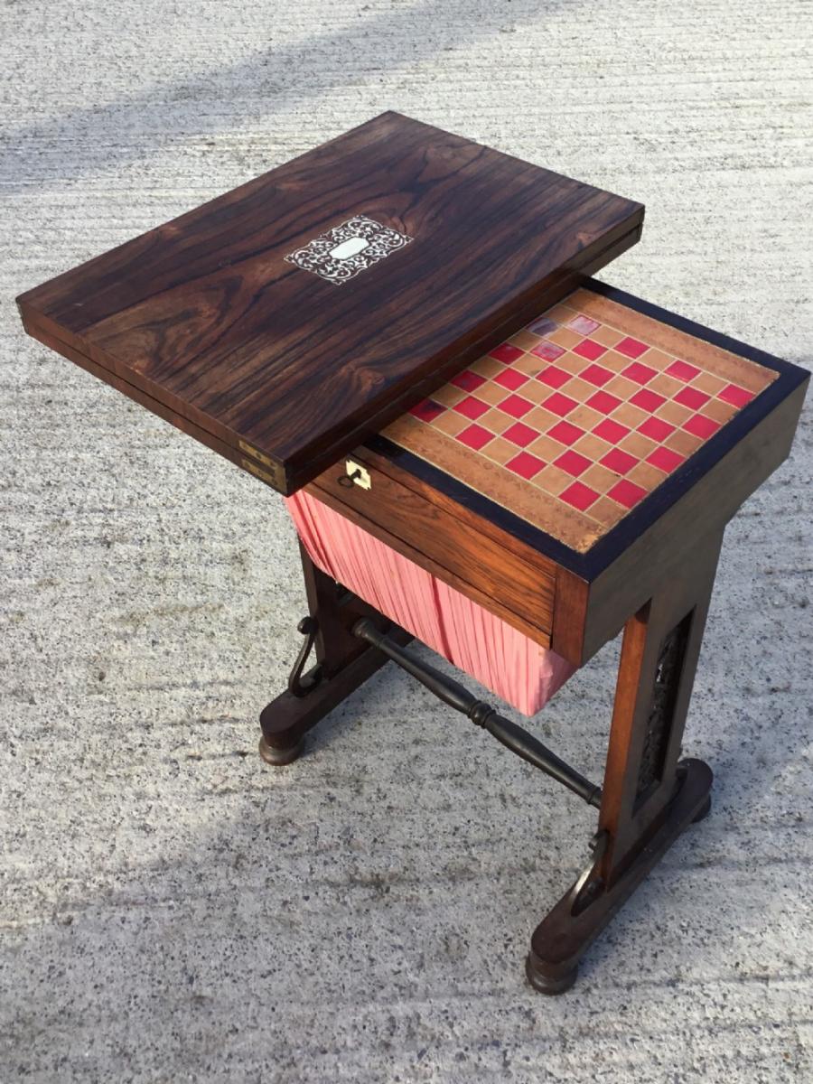 Antiker viktorianischer Palisander Spieltisch englisch ca 1850
