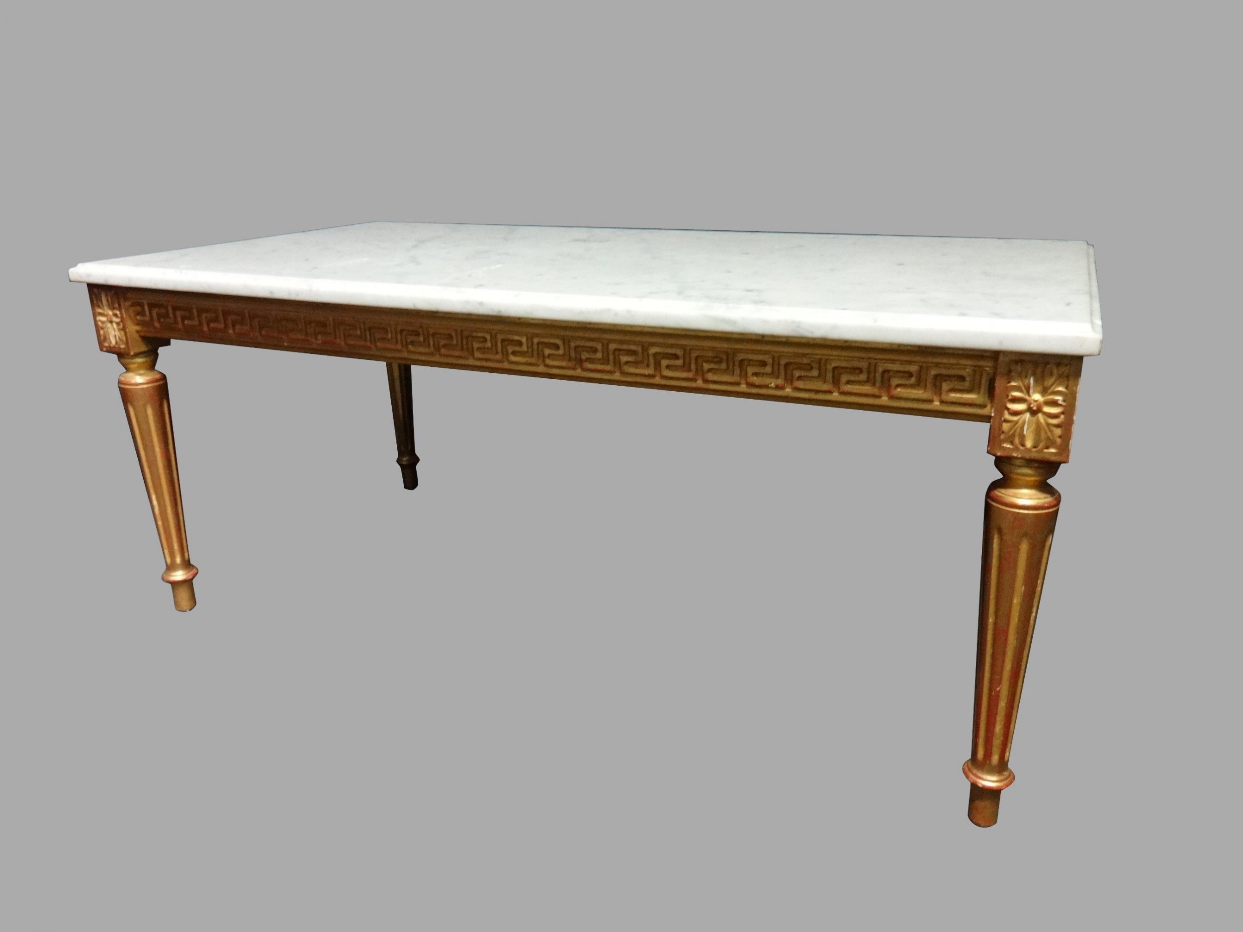 Französischer Antiker vergoldeter Marmor Kleintisch ca. 1920