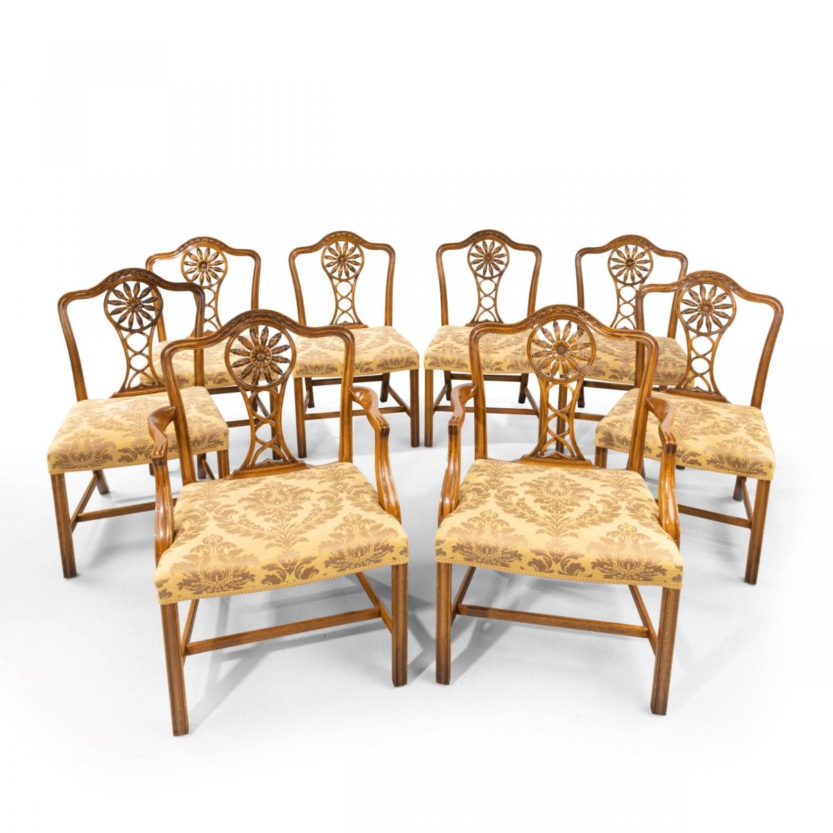 antikes Set aus 8 (6 + 2) Mahagonistühlen im Chippendale-Stil aus dem frühen 20. Jahrhundert
