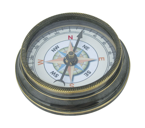 XL sc-8522 Messing Kompass mit Kompassrose und Glasdeckel Antik Look