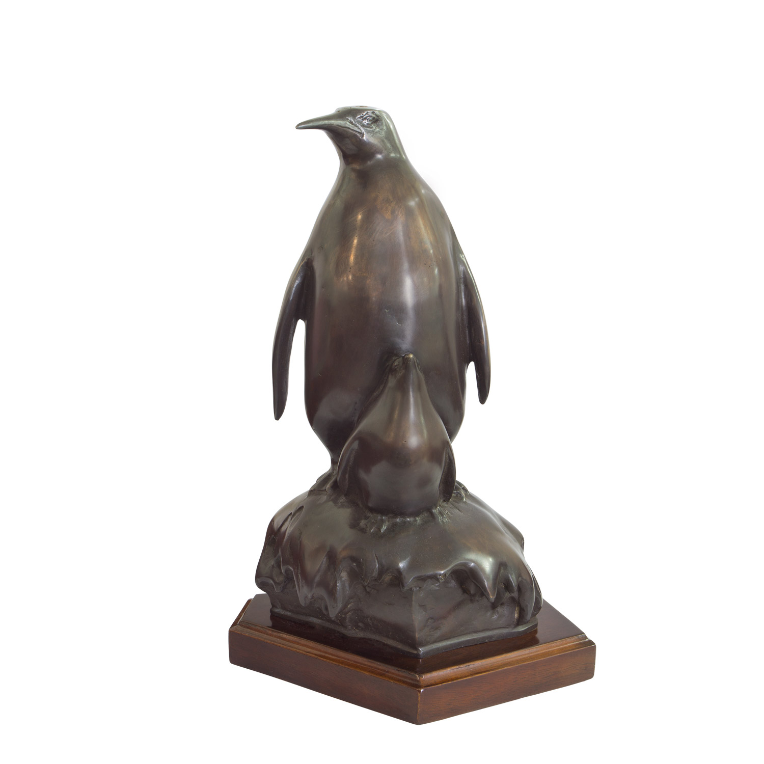 "Pinguin mit Baby" Bronzefigur
