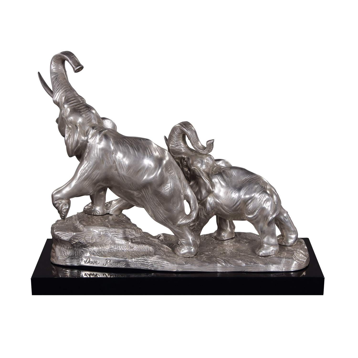 "Marschierende Elefanten II" vernickelte Bronzefiguren mit handbemalten Details