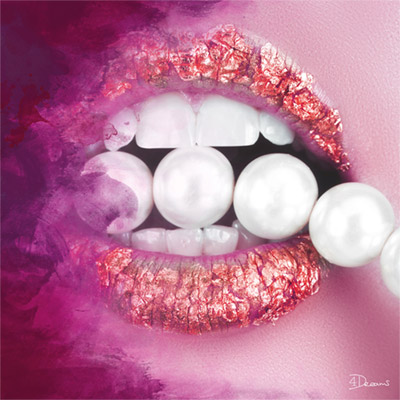 Moderne Fotowand Fashion Glamour Leinwand Pink Pearls Pinkes Bild 80x80